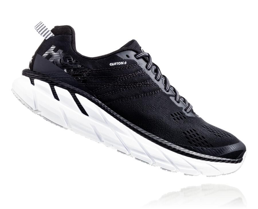 Hoka Australia One One Clifton 6 - Womens Walking Shoes Black/White - AMEOI-1893